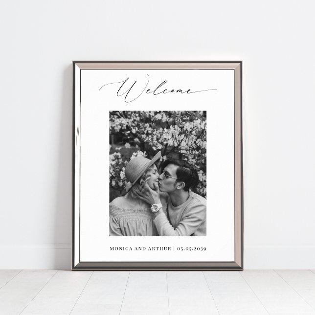 Simple Black and White Photo Wedding Welcome Sign (Creator Uploaded)