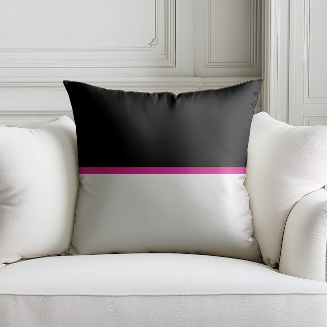 Simple black and white pillow with hot pink stripe (Creator Uploaded)