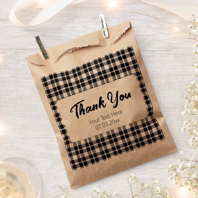 Simple black and white plaid gingham pattern favour bag (Clipped)
