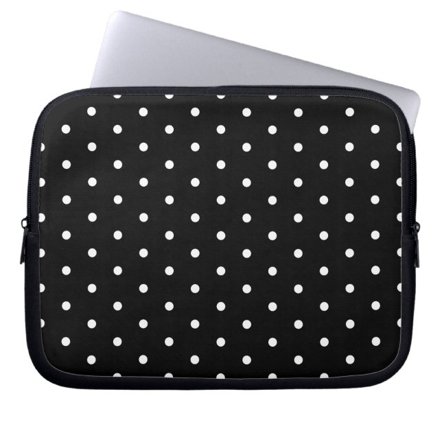 Simple Black and White Polka Dot Basic Pattern Laptop Sleeve (Front)
