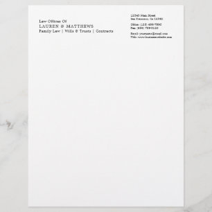 Simple Black and White Professional Lawyer Custom Letterhead