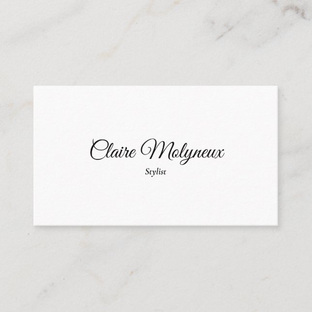 Simple Black and White Professional Script Business Card (Front)