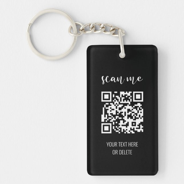Simple Black and White QR Code Key Ring (Front)