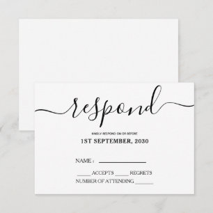 Simple Black And White Response RSVP Card