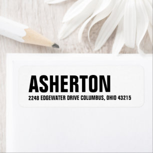 Simple black and white return address label