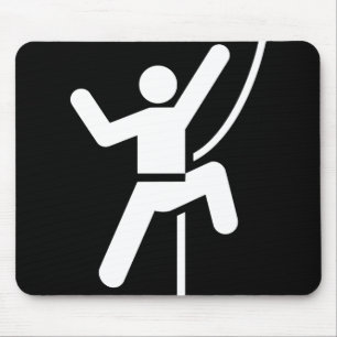 Simple Black and White Rock Climbing Icon Mouse Pad
