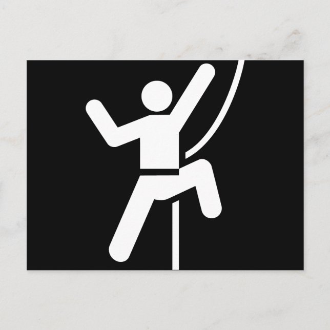 Simple Black and White Rock Climbing Icon Postcard (Front)