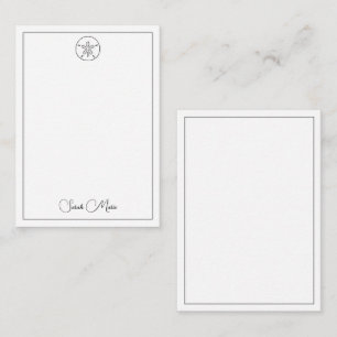 Simple Black and White Sand Dollar Personalised Card