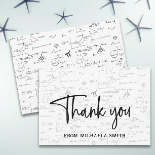 Simple Black and White Script Math Graduation Thank You Card