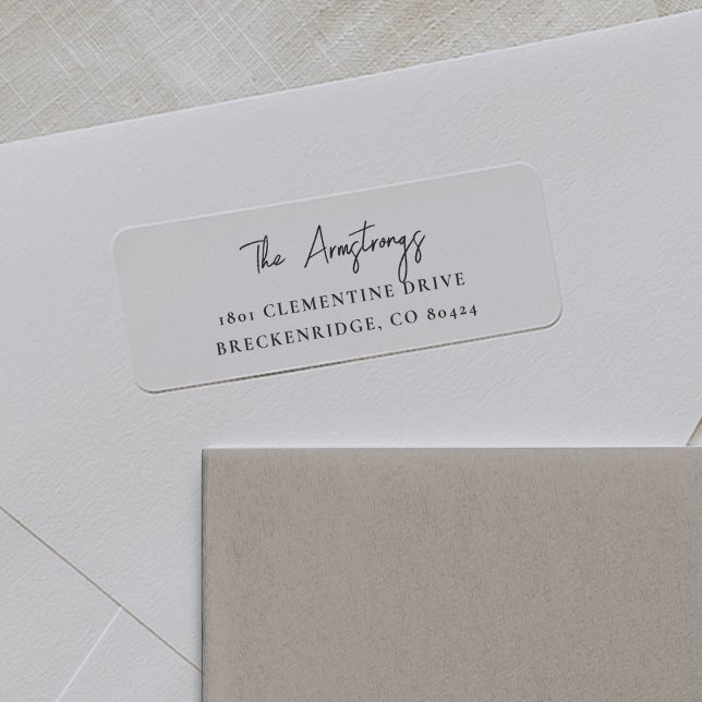 Simple Black and White Script Name Return Address Label (Creator Uploaded)