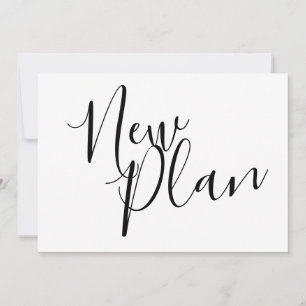 Simple Black and White Script New Plan Postponed Save The Date