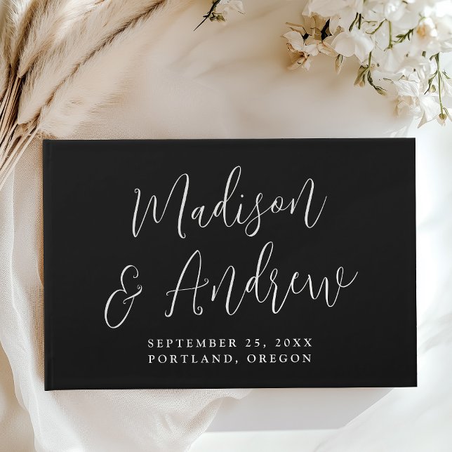 Simple Black and White Script Photo Wedding Guest Book (Creator Uploaded)