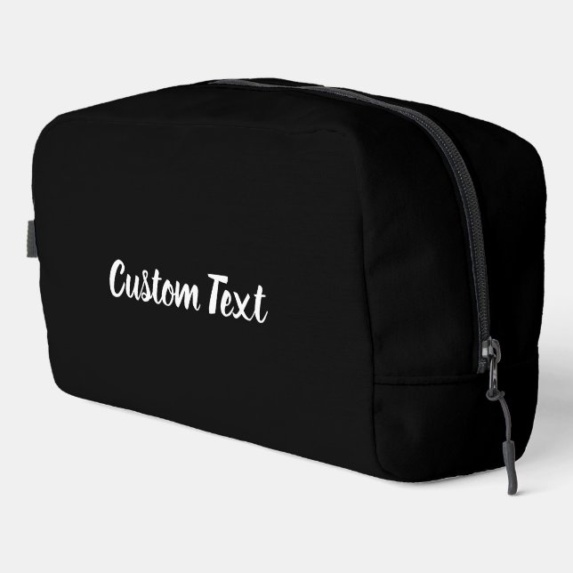 Simple Black and White Script Text Template Dopp Kit (Right Corner)