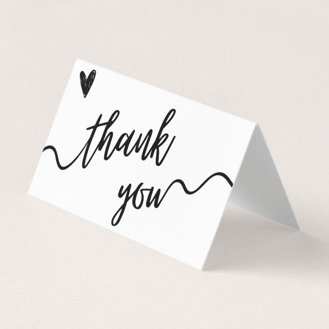 Simple Black and White Script Thank You Card (Front)