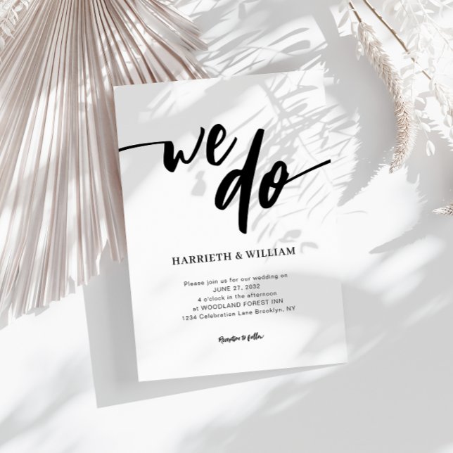 Simple Black and White Script We Do Wedding Invitation (Creator Uploaded)