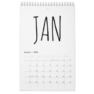 Simple Black and White Script Writing Calendar