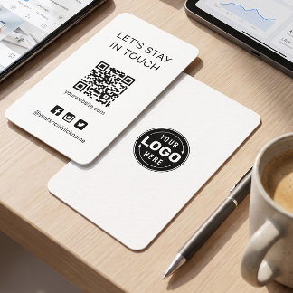 Simple Black and White Social Media QR Code Card