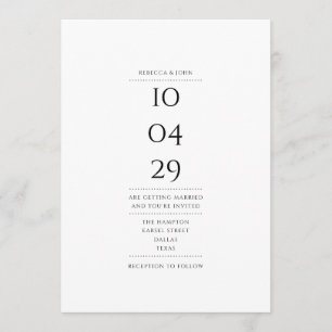 Simple Black and White Special Date Wedding Invitation