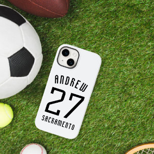 Simple Black and White Sports Number Case-Mate iPhone 14 Case