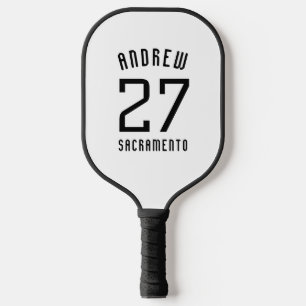Simple Black and White Sports Number Pickleball Paddle