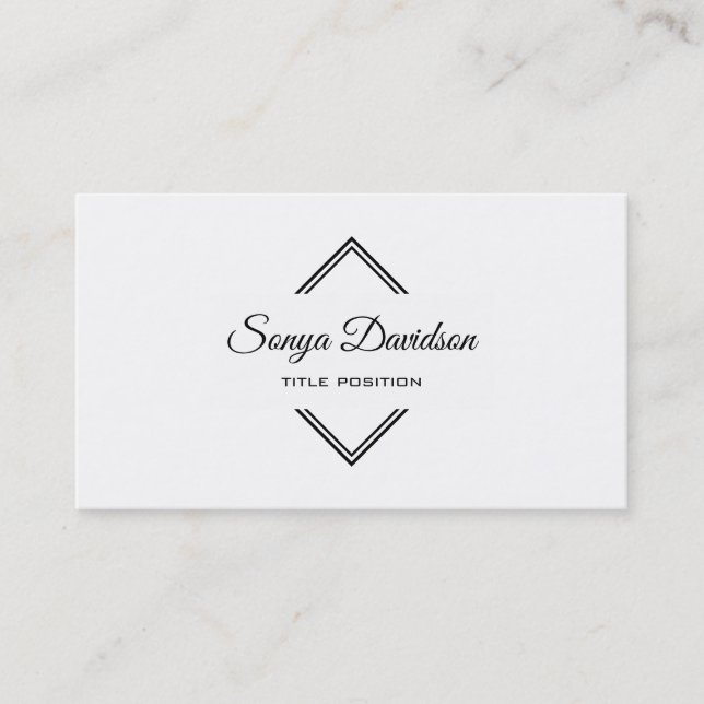 Simple Black And White Square Business Card (Front)