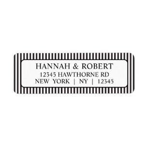 Simple Black and White Stripe Return Address Label