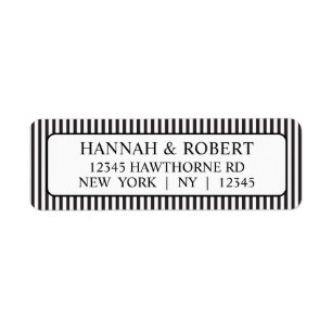 Simple Black and White Stripe Return Address Label