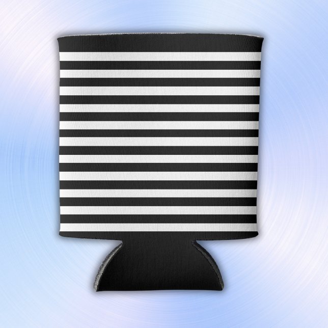 Simple Black and White Stripes | Can Cooler (Creator Uploaded)