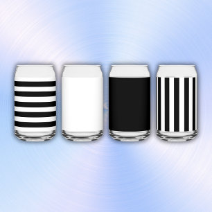 Simple Black and White Stripes   Can Glass