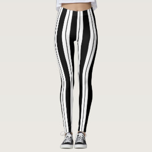 Simple Black and White Stripes Leggings