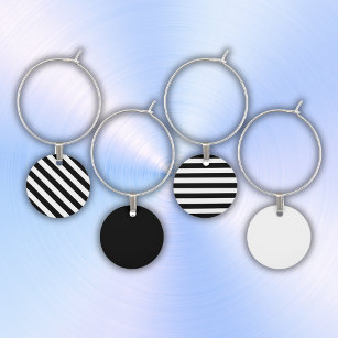 Simple Black and White Stripes   Wine Charm