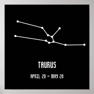 Simple Black and White Taurus Constellation Poster