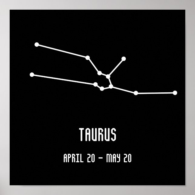 Simple Black and White Taurus Constellation Poster (Front)