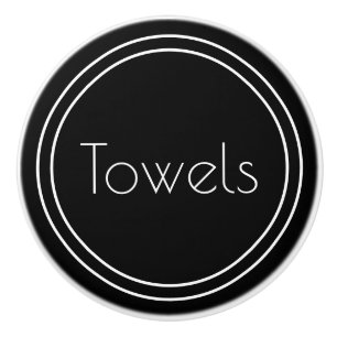 Simple Black and White Text Template  Ceramic Knob