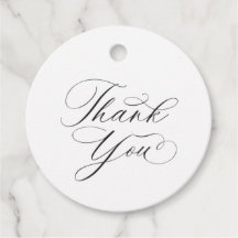 Simple Black and White Thank You Favour Tag