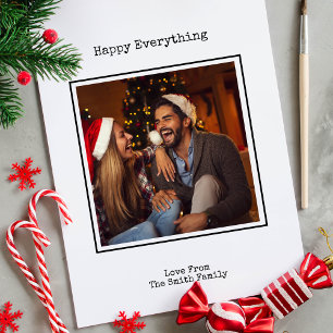 Simple black and white typewriter Christmas Photo Holiday Card
