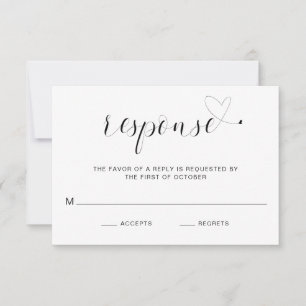 Simple Black and White Typography Elegant Wedding RSVP Card