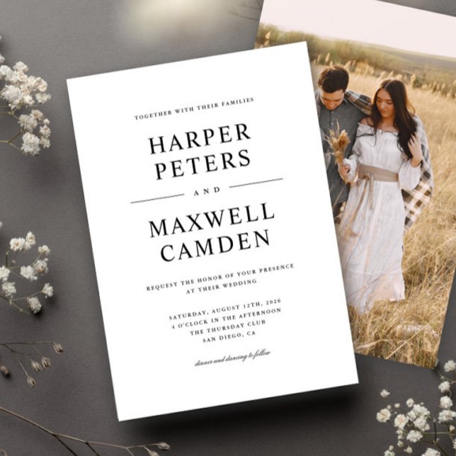 Simple Black and White Typography Wedding Invitation (Creator Uploaded)