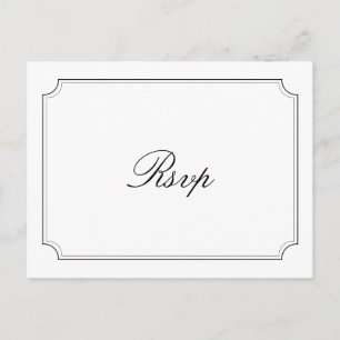 Simple black and white typography wedding rsvp postcard