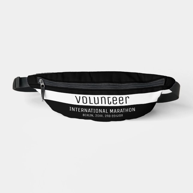 Simple Black And White Volunteer Help Promotional  Bum Bags (Front)