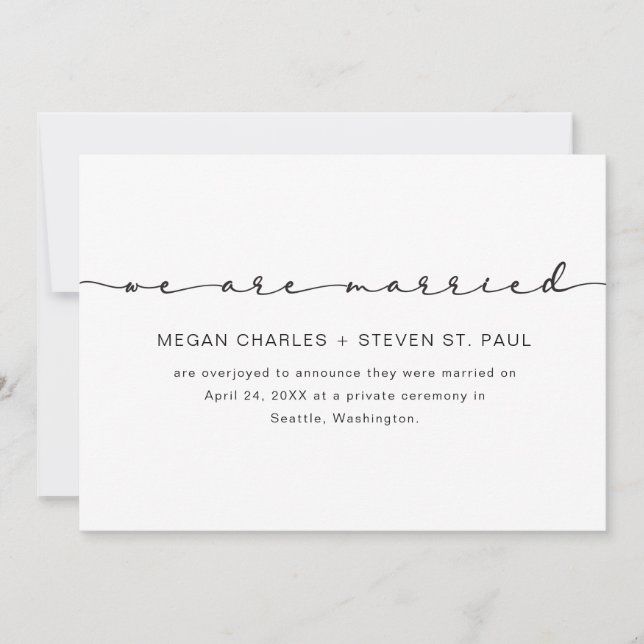 Simple Black and White We Are Wedding Announcement (Front)