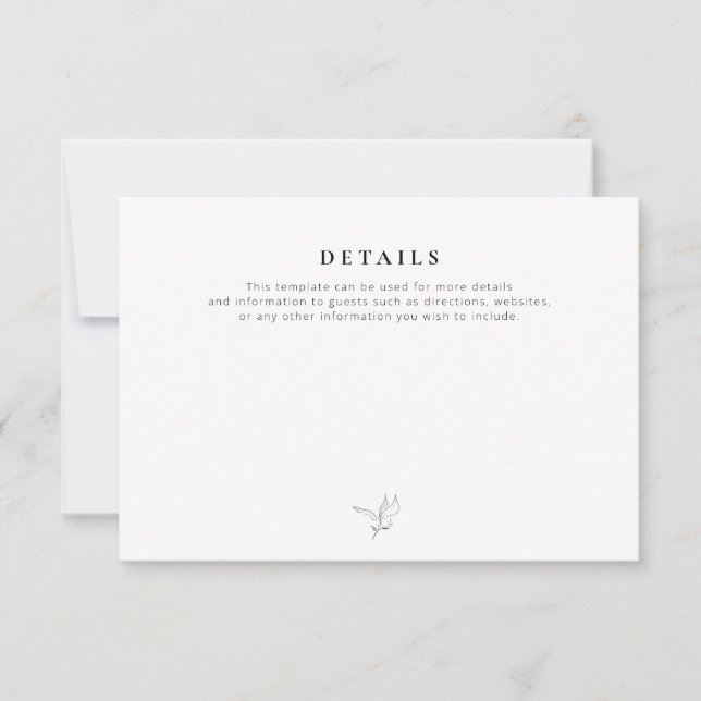 simple black and white wedding details card (Front)