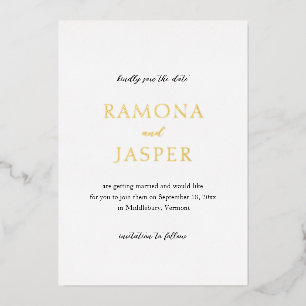 Simple Black and White Wedding Foil Save the Date