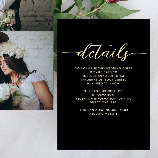 Simple Black and White Wedding Guest Detail Enclosure Card (Creator Uploaded)