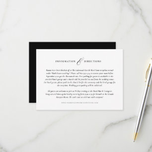 Simple black and white wedding information card