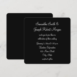 Simple Black and White Wedding Invitation