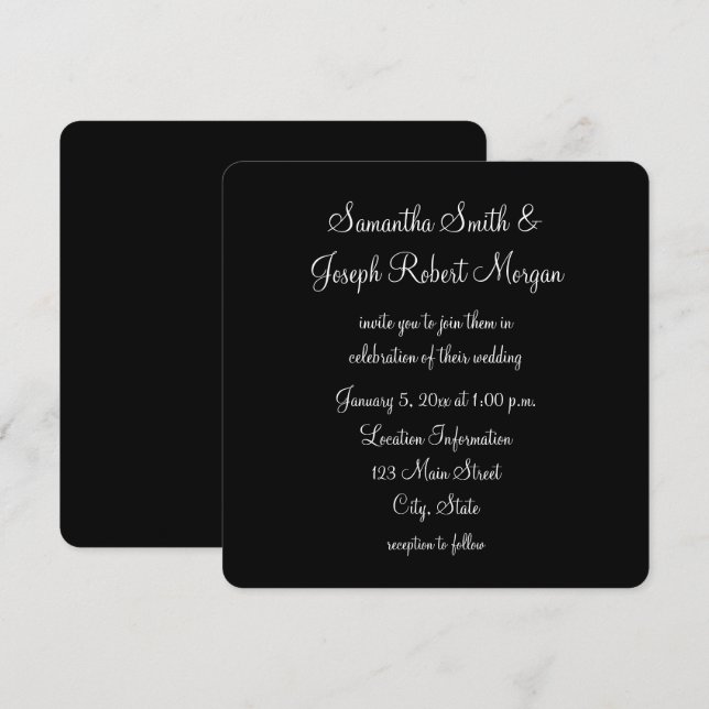 Simple Black and White Wedding Invitation (Front/Back)