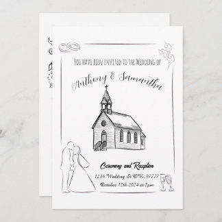 Simple Black and White Wedding Invitation