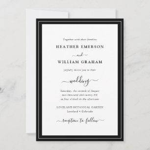 Simple Black and White Wedding Invitation