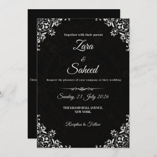 Simple Black and White Wedding Invitation Card 